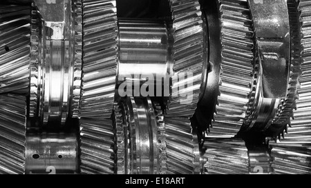 Large cog wheels in the engine Stock Photo