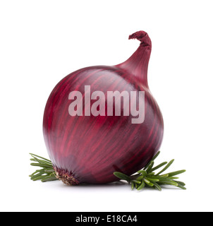 red onion and rosemary leaves still life isolated on white background cutout Stock Photo
