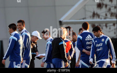 Buenos Aires, Argentina. 26th May, 2014. Players of Argentina's national soccer team take part in a training session in the property of the Argentine Soccer Assossiation, in Ezeiza city, Argentina, on May 26, 2014. Credit:  Juan Roleri/TELAM/Xinhua/Alamy Live News