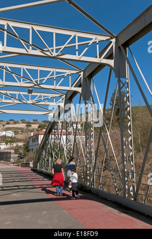 Footbridge over the river Genil, between Badolatosa (Seville province) and Jauja (Cordoba province), Tourist Route of the Bandits, Andalusia, Spain Stock Photo