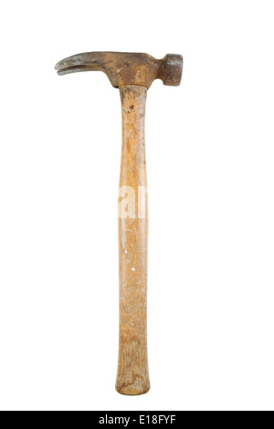 Vertical photo of an old claw hammer isolated on white Stock Photo