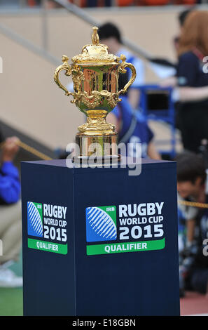 National Stadium, Tokyo, Japan. 25th May, 2014. Webb Ellis Cup, MAY 25, 2014 - Rugby : Rugby World Cup Trophy 'Webb Ellis Cup' was presented to the public before Asian 5 Nations Rugby match between Japan 49-8 Hong Kong at National Stadium, Tokyo, Japan. © AFLO/Alamy Live News Stock Photo