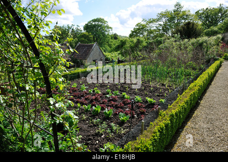 Vegetable garden plots in the landscaped English Gardens of Belcombe Court, Bradford-on-Avon, Wiltshire, UK Stock Photo