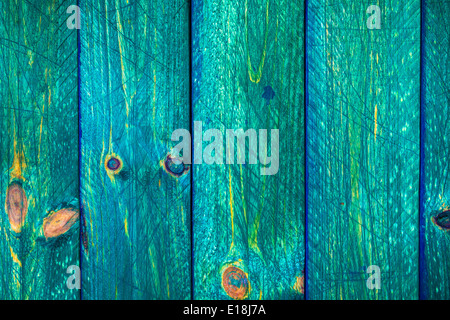 The wall of wooden planks painted in green Stock Photo