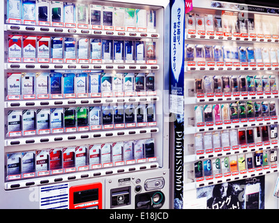 Cigarette vending machines on the street in Tokyo, Japan. Stock Photo