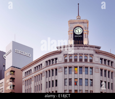 Seiko clock of Wako Department Store building in Ginza, Tokyo, Japan 2014. Stock Photo