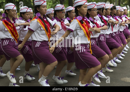 A group of schoolchildren participate in a contest parades in Ho Chi Minh City Stock Photo