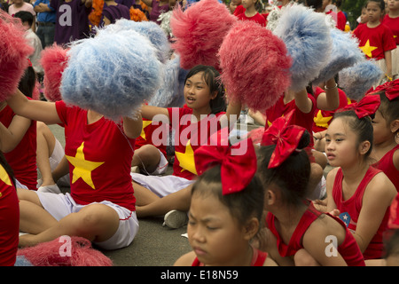 A group of schoolchildren participate in a contest parades in Ho Chi Minh City Stock Photo