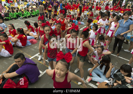 A group of schoolchildren participate in a contest parades in Ho Chi Minh City Stock Photo