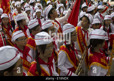 A group of schoolchildren participate in a contest parades in Ho Chi Minh City Stock Photo