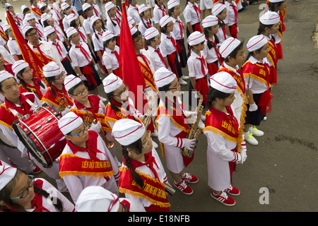 A group of schoolchildren participate in a contest parades in Ho Chi Minh City Stock Photo