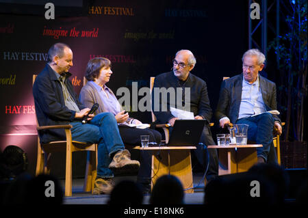 Barbara Winton at the launch of her book on the life of her father Sir Nicholas Winton at Hay Festival 2014 (l-r) Philippe Sands, Barbara Winton, Alan Yentob & Simon Schama  ©Jeff Morgan Stock Photo