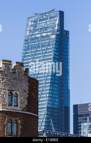 Leadenhall building rising above the City of London skyline Stock Photo