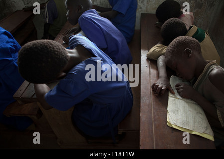 Primary school students learn in Opolin village, Amuria District, Uganda, East Africa. Stock Photo