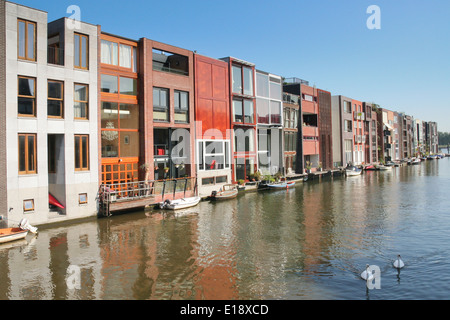 Row of self build canal houses in Borneo Island Amsterdam