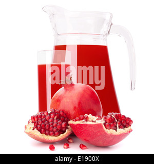 Pomegranate fruit juice in glass pitcher isolated on white background cutout Stock Photo