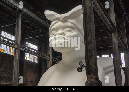 'A Subtlety' or 'The Marvelous Sugar Baby' by the artist Kara Walker is displayed in the former Domino Sugar Factory Stock Photo