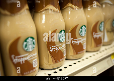 Bottles of Starbucks Frappuccino coffee are seen a supermarket on Tuesday, May 20, 2014. (© Richard B. Levine) Stock Photo