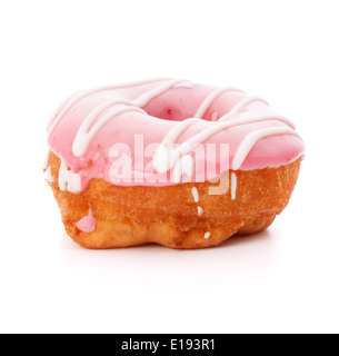 Delicious glazed donut on lilac background, top view. Space for text ...