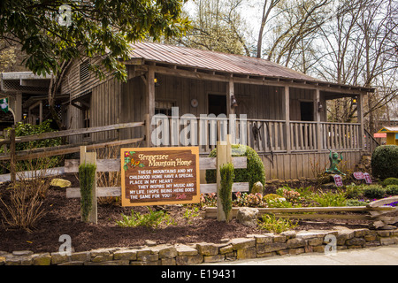 Tennessee Mountain Home, a replica of Dolly Parton childhood house, is pictured in Dollywood theme park in Pigeon Forge Stock Photo