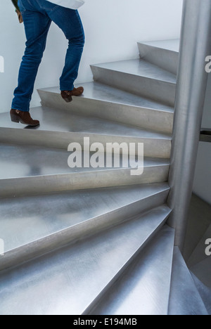 Paris, France, French Modern Art Gallery, in the Marais Area, Galerie Perrotin, contemporary interiors, reinforced concrete structure, modern building Stock Photo