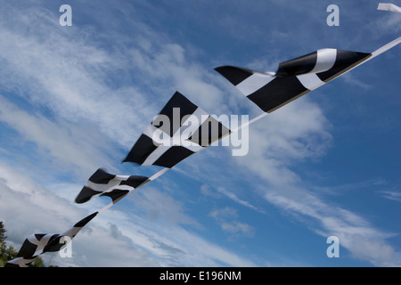 Cornish Flag (Kernow) bunting flying in cornwall on a windy day, Stock Photo