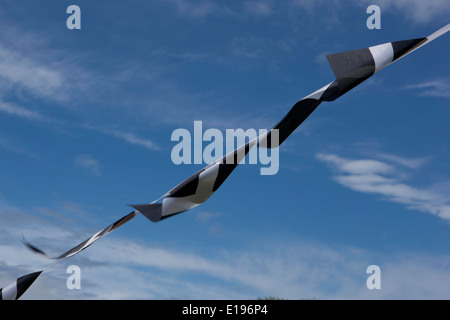 Cornish Flag (Kernow) bunting flying in cornwall on a windy day, Stock Photo