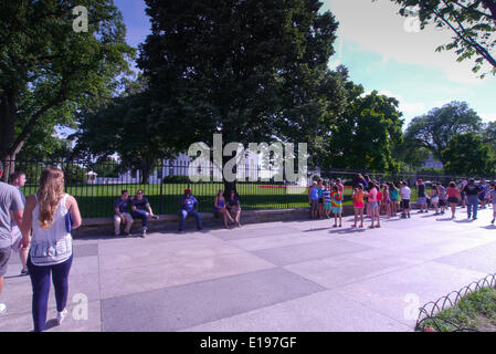 WASHINGTON D.C.- MAY 25:  2013 People gather in front of The White House Memorial Day Weekend May 25, 2014 in Washington D.C. (Photo by Donald Bowers ) Stock Photo