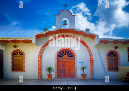 Church in Sayulita, Mexico. Cuasiparroquia de Nuestra Senora de Guadalupe Stock Photo