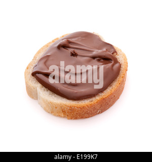 Bread with chocolate cream isolated on white background cutout Stock Photo
