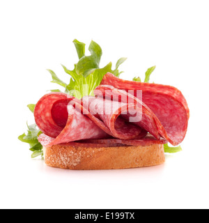 sandwich with salami sausage on white background cutout Stock Photo