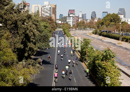 sunday morning roads closed for cyclists and walkers providencia Santiago Chile Stock Photo