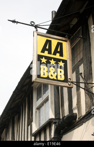 AA 3 Sign for the Automobile Association outside a Bed and Breakfast Hotel Stock Photo