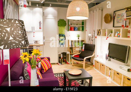 A show bedroom at Ikea furniture store England UK Stock Photo