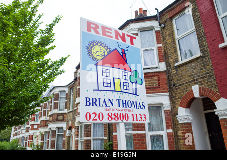 House for rent sign, Haringey, North London, England, UK Stock Photo