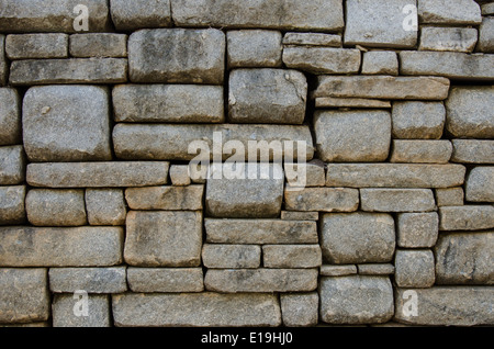 Stacked Stone Wall at Botanical Garden Stock Photo