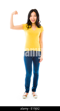 Young Asian woman showing off her muscle Stock Photo