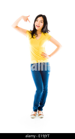 Young Asian woman pointing herself Stock Photo