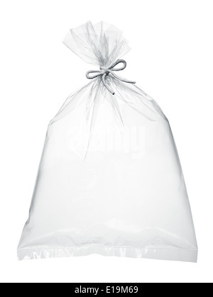 transparent plastic bag full with air isolated on white Stock Photo
