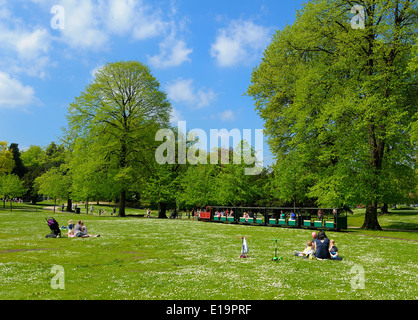 Buxton pavilion gardens miniature train Debyshire England UK Stock Photo