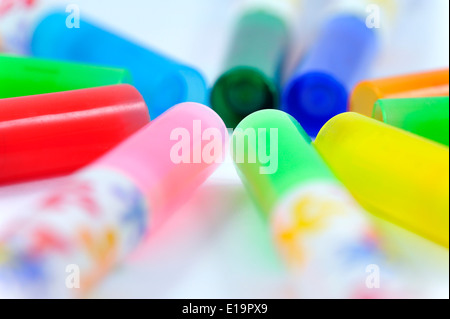 Felt tipped coloring pens close up Stock Photo