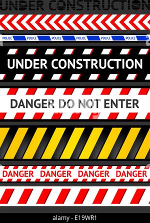 Caution tapes, seamless strip. Warning line. Vector Stock Vector