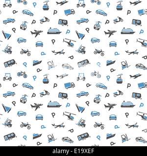 Seamless backdrop, transport icons, wallpaper, vector design Stock Vector