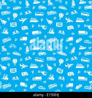 Seamless transports icons pattern, wallpaper, wrapping paper Stock Vector