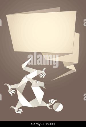 Dragon origami, paper speech bubble, vector design Stock Vector