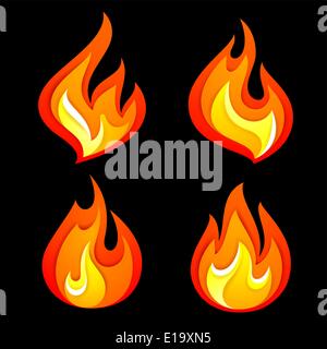 Flames on a black background, vector illustration 10eps Stock Vector