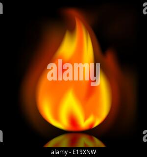 Fire, bright flame on black background. Vector illustration 10eps Stock Vector