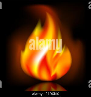 Fire, bright flame on dark background. Vector illustration 10eps Stock Vector