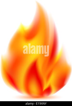 Fire, bright flame on light background. Vector illustration 10eps Stock Vector