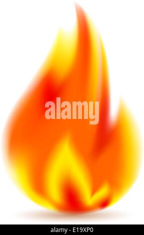 Fire, bright flame on white background. Vector illustration 10eps Stock Vector